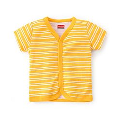 Babyhug 100% Cotton Half Sleeves Vests Stripes & Fries Print Pack of 3- Grey Blue & Yellow
