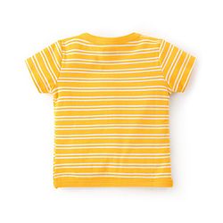 Babyhug 100% Cotton Half Sleeves Vests Stripes & Fries Print Pack of 3- Grey Blue & Yellow