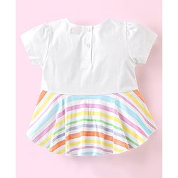 Babyhug 100% Cotton Knit Half Sleeves Top and Shorts Set Umbrella Print - White & Blue