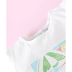 Babyhug 100% Cotton Knit Half Sleeves Top and Shorts Set Umbrella Print - White & Blue