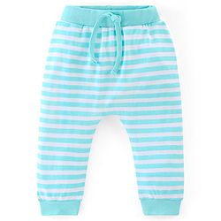 Babyhug Cotton Full Length Diaper Pants Stripes & Bear Print Pack of 3 - Orange Blue & Green