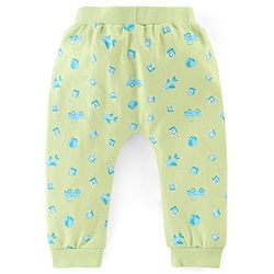 Babyhug Cotton Full Length Diaper Pants Stripes & Bear Print Pack of 3 - Orange Blue & Green