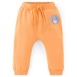 Babyhug Cotton Full Length Diaper Pants Stripes & Bear Print Pack of 3 - Orange Blue & Green