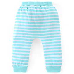 Babyhug Cotton Full Length Diaper Pants Stripes & Bear Print Pack of 3 - Orange Blue & Green