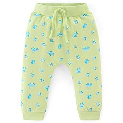 Babyhug Cotton Full Length Diaper Pants Stripes & Bear Print Pack of 3 - Orange Blue & Green