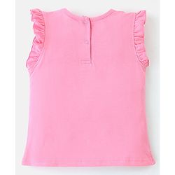 Babyhug 100% Cotton Single Jersey Knit Frill Sleeves Top & Shorts Set Floral Print - Pink & White