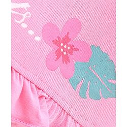 Babyhug 100% Cotton Single Jersey Knit Frill Sleeves Top & Shorts Set Floral Print - Pink & White