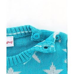 Babyhug Knit Full Sleeves Star Print Baby Sweater Sets - Blue