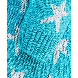 Babyhug Knit Full Sleeves Star Print Baby Sweater Sets - Blue
