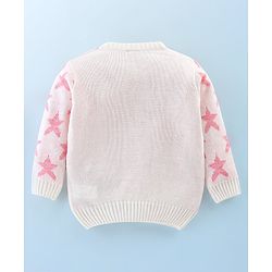 Babyhug Knit Full Sleeves Star Print Baby Sweater Sets - OffWhite