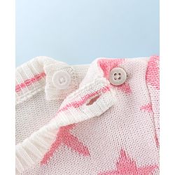 Babyhug Knit Full Sleeves Star Print Baby Sweater Sets - OffWhite