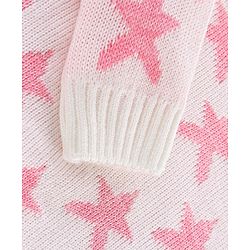 Babyhug Knit Full Sleeves Star Print Baby Sweater Sets - OffWhite