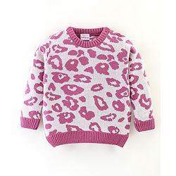 Babyhug Knit Full Sleeves Printed Baby Sweater Sets - Pink