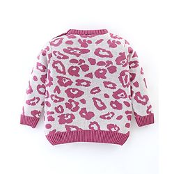 Babyhug Knit Full Sleeves Printed Baby Sweater Sets - Pink