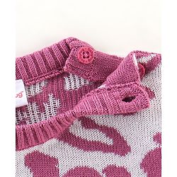 Babyhug Knit Full Sleeves Printed Baby Sweater Sets - Pink