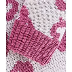 Babyhug Knit Full Sleeves Printed Baby Sweater Sets - Pink