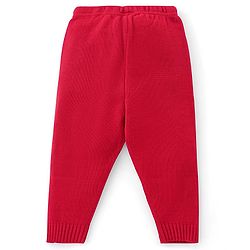 Babyhug Knit Full Sleeves Sweater Set with Flower Design - Red