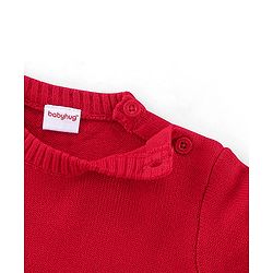 Babyhug Knit Full Sleeves Sweater Set with Flower Design - Red
