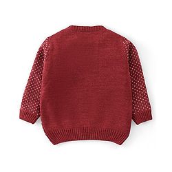 Babyhug Full Sleeves Sweater Set With Ikat Print - Red