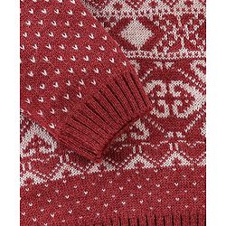 Babyhug Full Sleeves Sweater Set With Ikat Print - Red