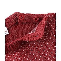 Babyhug Full Sleeves Sweater Set With Ikat Print - Red