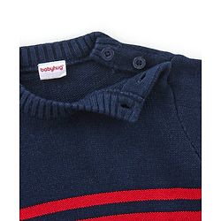 Babyhug Full Sleeves Striped Baby Sweater Set - Red & Navy