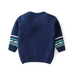 Babyhug Full Sleeves Sweater Set with Chevron Design - Navy Blue