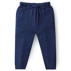 Babyhug Full Sleeves Sweater Set with Chevron Design - Navy Blue
