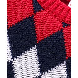 Babyhug Knit Full Sleeves Argyle Baby Sweater Set - Multicolor