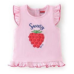 Babyhug 100% Cotton Sleeveless Top & Leggings Set Strawberry Print- Pink
