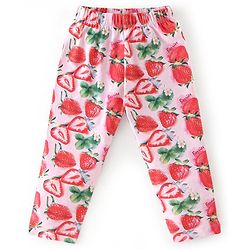 Babyhug 100% Cotton Sleeveless Top & Leggings Set Strawberry Print- Pink