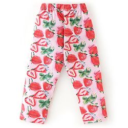 Babyhug 100% Cotton Sleeveless Top & Leggings Set Strawberry Print- Pink