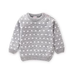 Babyhug Knitted Full Sleeves Polka Dots Design Sweater Set - Grey