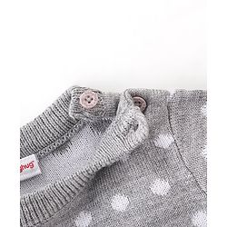 Babyhug Knitted Full Sleeves Polka Dots Design Sweater Set - Grey