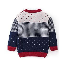 Babyhug Knitted Full Sleeves Checks & Design Sweater Set - Multicolour