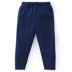 Babyhug Knitted Full Sleeves Sweater Set with Reindeer Design - Navy Blue & Green