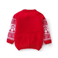 Babyhug Full Sleeves Baby Sweater Set - Red