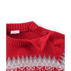 Babyhug Full Sleeves Baby Sweater Set -Red