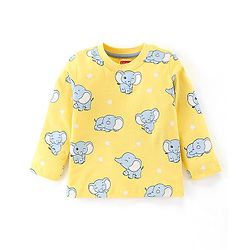 Babyhug Cotton Jersey Full Sleeves Night Suit Elephant Print - Yellow