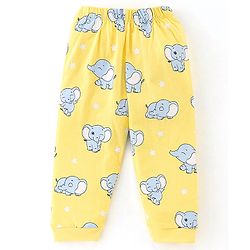 Babyhug Cotton Jersey Full Sleeves Night Suit Elephant Print - Yellow