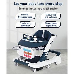 Babyhug Multifunctional Musical Anti-Fall & Convertible Baby Walker - Black