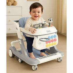 Babyhug Multifunctional Musical Anti-Fall & Convertible Baby Walker - Grey