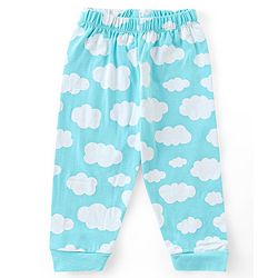 Babyhug Cotton Half Sleeves Night Suit Bear & Cloud Print- Orange & Blue