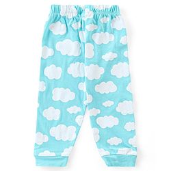 Babyhug Cotton Half Sleeves Night Suit Bear & Cloud Print- Orange & Blue