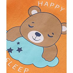 Babyhug Cotton Half Sleeves Night Suit Bear & Cloud Print- Orange & Blue
