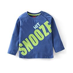 Babyhug Cotton Full Sleeves Night Suit Stripes & Text Print - Blue & Yellow