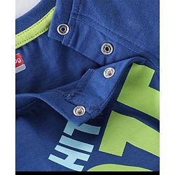 Babyhug Cotton Full Sleeves Night Suit Stripes & Text Print - Blue & Yellow