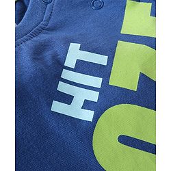 Babyhug Cotton Full Sleeves Night Suit Stripes & Text Print - Blue & Yellow