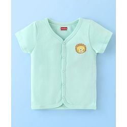 Babyhug 100% Cotton Knit Half Sleeves Front Open Vest Stripes & Jungle Print Pack of 3 - Yellow & Blue