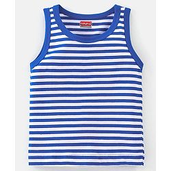 Babyhug 100% Cotton Knit Sleeveless Solid & Striped Sando Pack of 2 - Blue